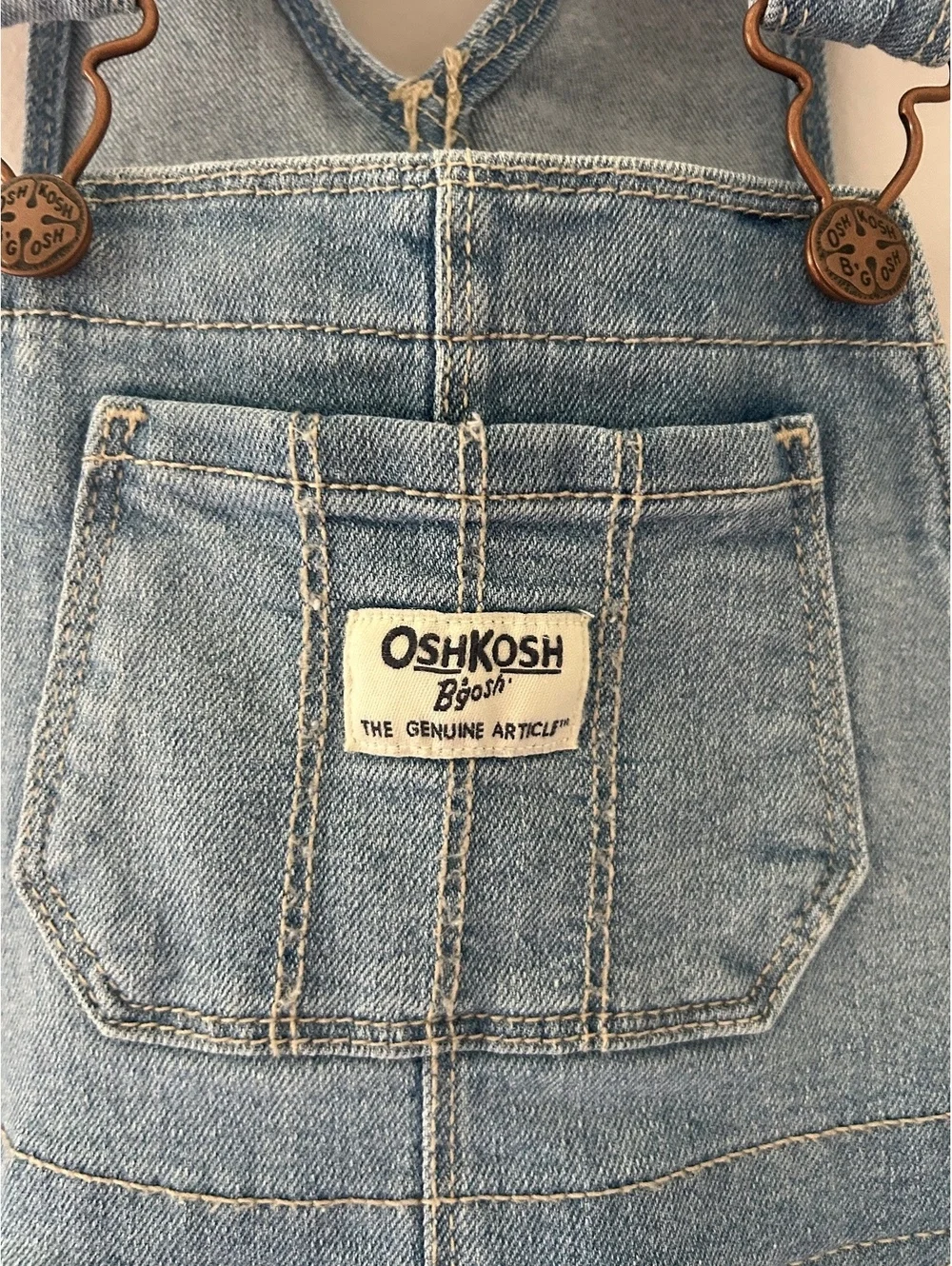 Oshkosh B’Gosh Denim Overalls Dress with Floral Print Skirt Girls Size 4T